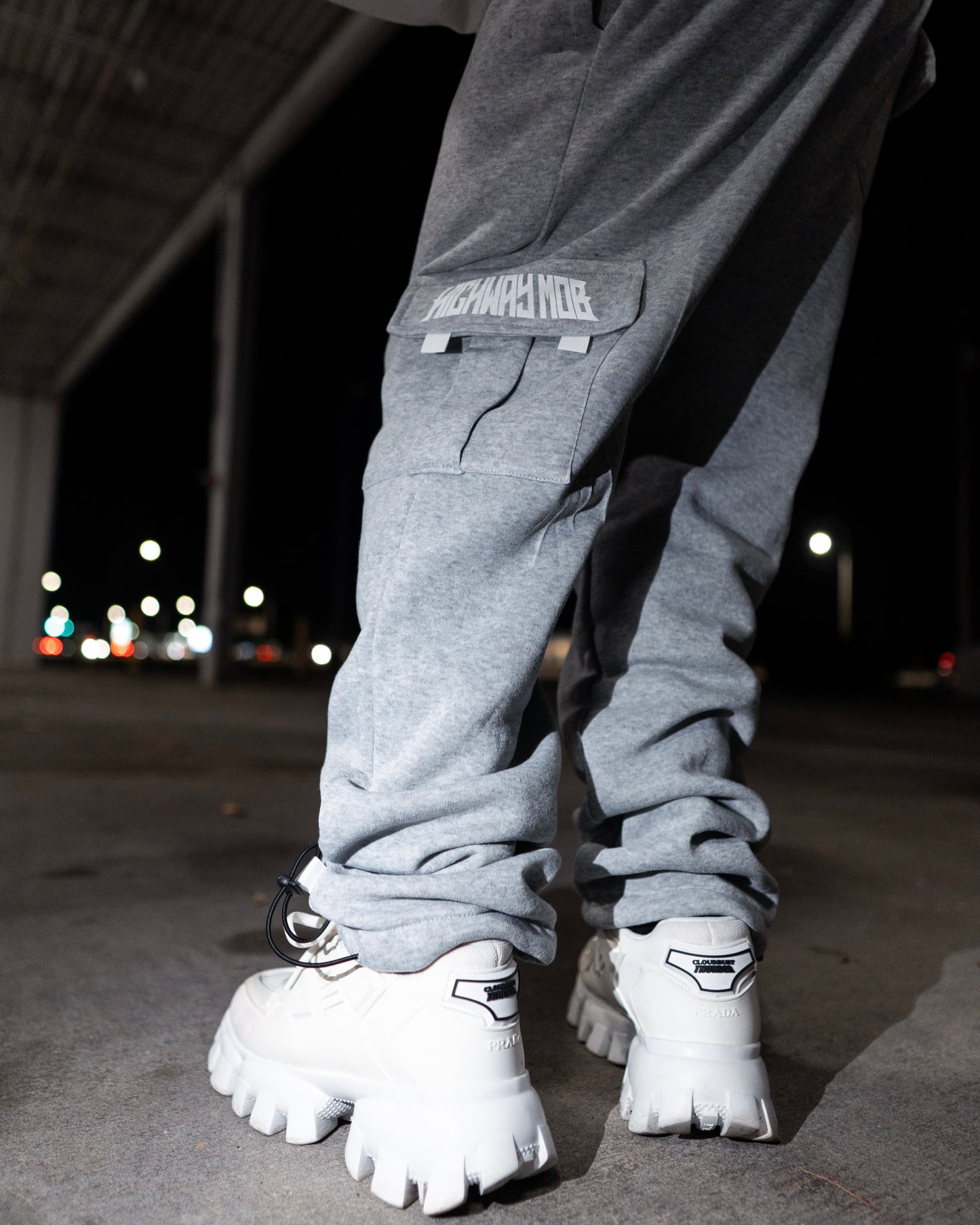 GREY FLEECE CARGO PANTS