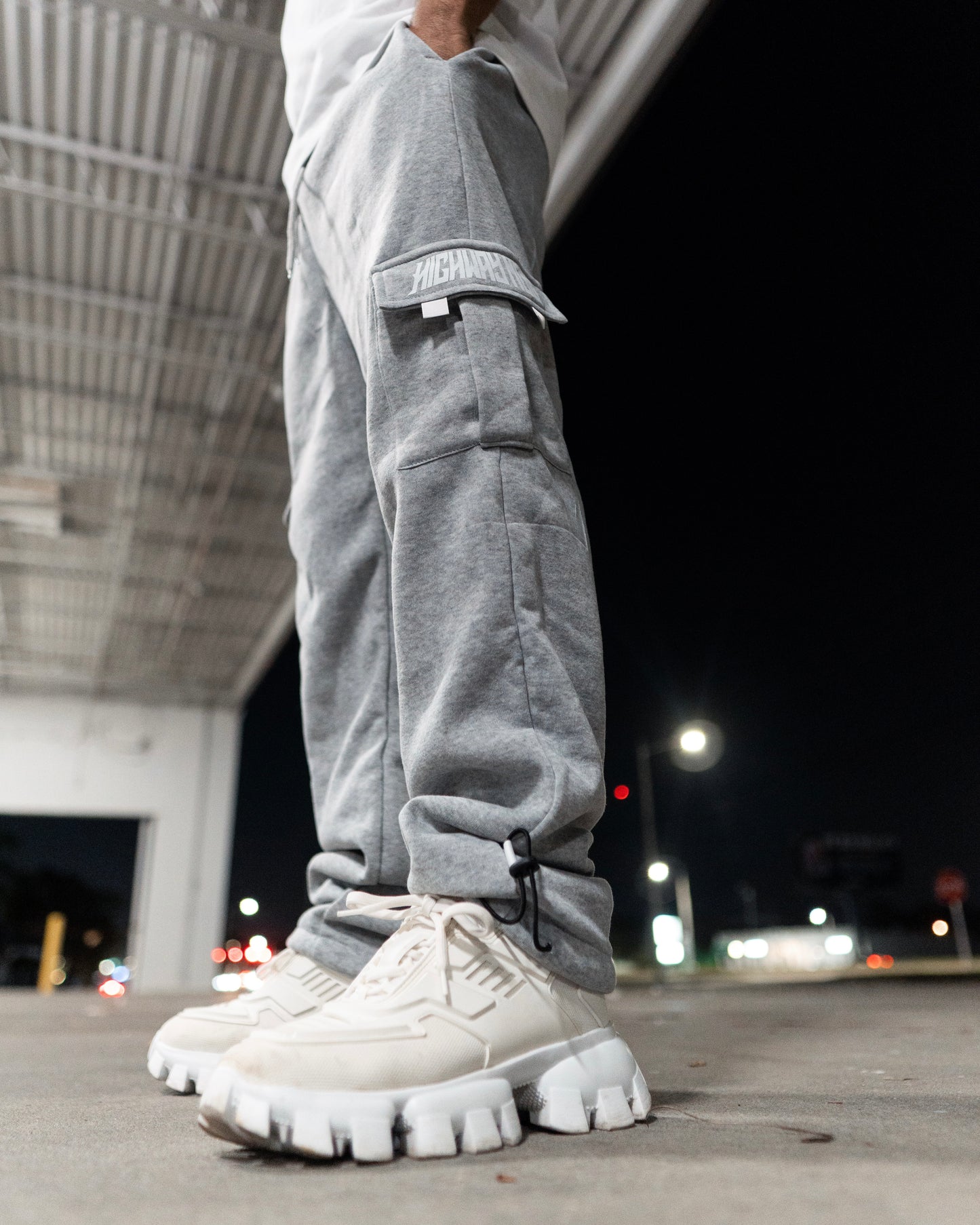 GREY FLEECE CARGO PANTS